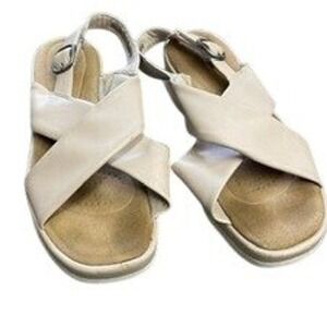 Clarks Collection Arla Glitz Beige Slingback Platform Sandals Womens 8 M